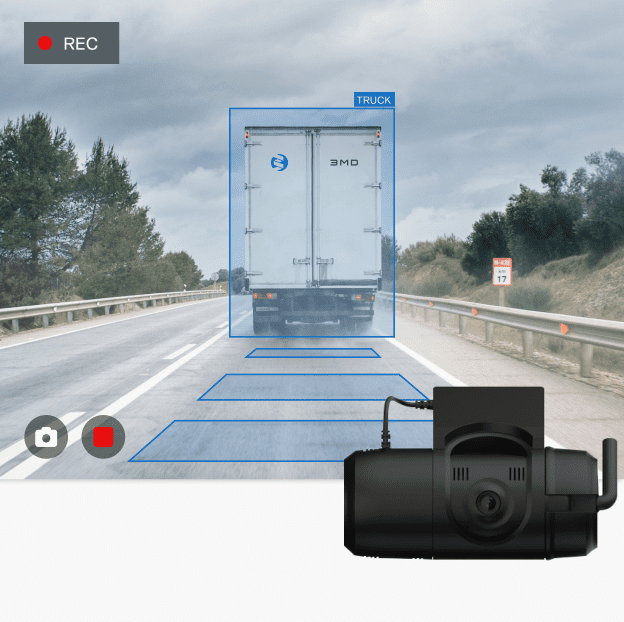 AI Dashcams for trucking industry showing real-time feed from a truck.